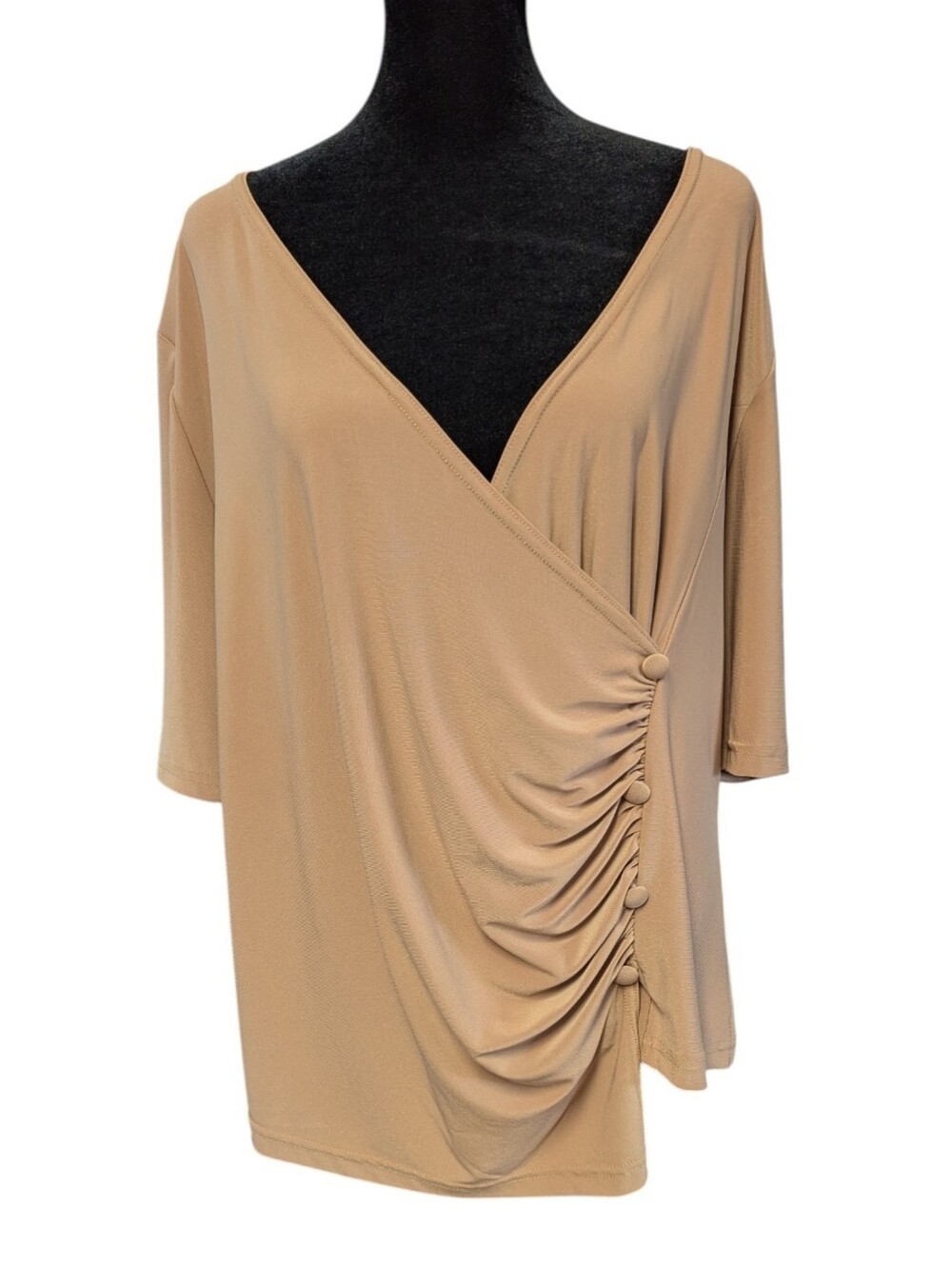 Low Cut Beige Tunic Top Canadian Made Artex XXL